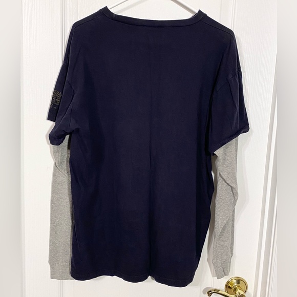 Y2K Nautica Patch Chest Navy Tee w/ Gray Thermal Knit Long Sleeves Men’s L - Picture 2 of 7